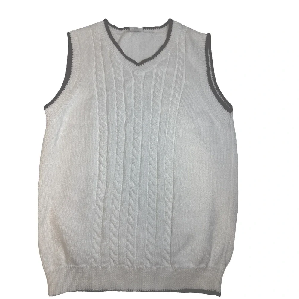 Gymboree Celebrate Spring Boy's White Cable Knit Sweater Vest size M 7-8